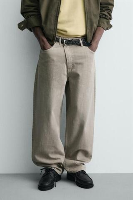 ZARA БРЮКИ RELAXED FIT С ПЕРЕКРЕСТНОЙ ЗАСТЕЖКОЙ, СВЕТЛО-СЕРЫЙ