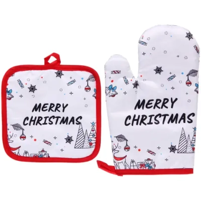 Прихватка в наборе с прихваткой-варежкой «Новогодние мотивы» 25,5*16 см, 17*17 см