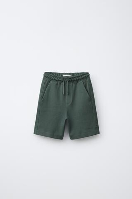 ZARA КОМФОРТНЫЕ ШОРТЫ ИЗ МЯГКОЙ ТКАНИ, ЗЕЛЕНЫЙ/СЕРЫЙ