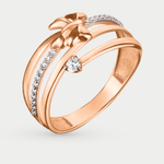Кольцо женское из красного золота 585 пробы с фианитами (арт. 027801-1102)