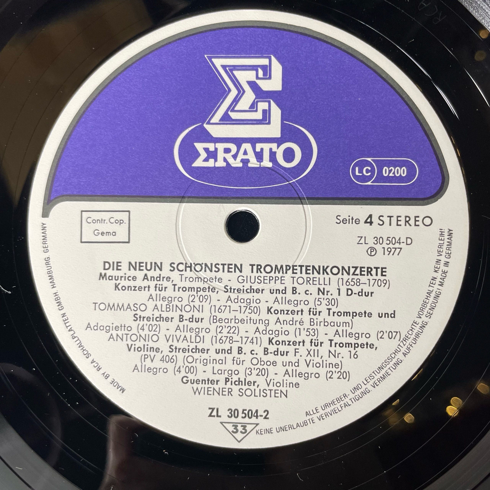 Винтажная виниловая пластинка LP Maurice Andre Die Neun Schonsten Trompetenkonzerte (Германия 1977)