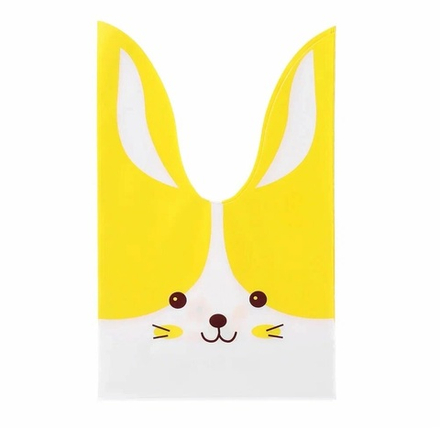 Мешок подар. ПВХ с ушами 16*27см "Заяц" жёлтый 50шт/уп