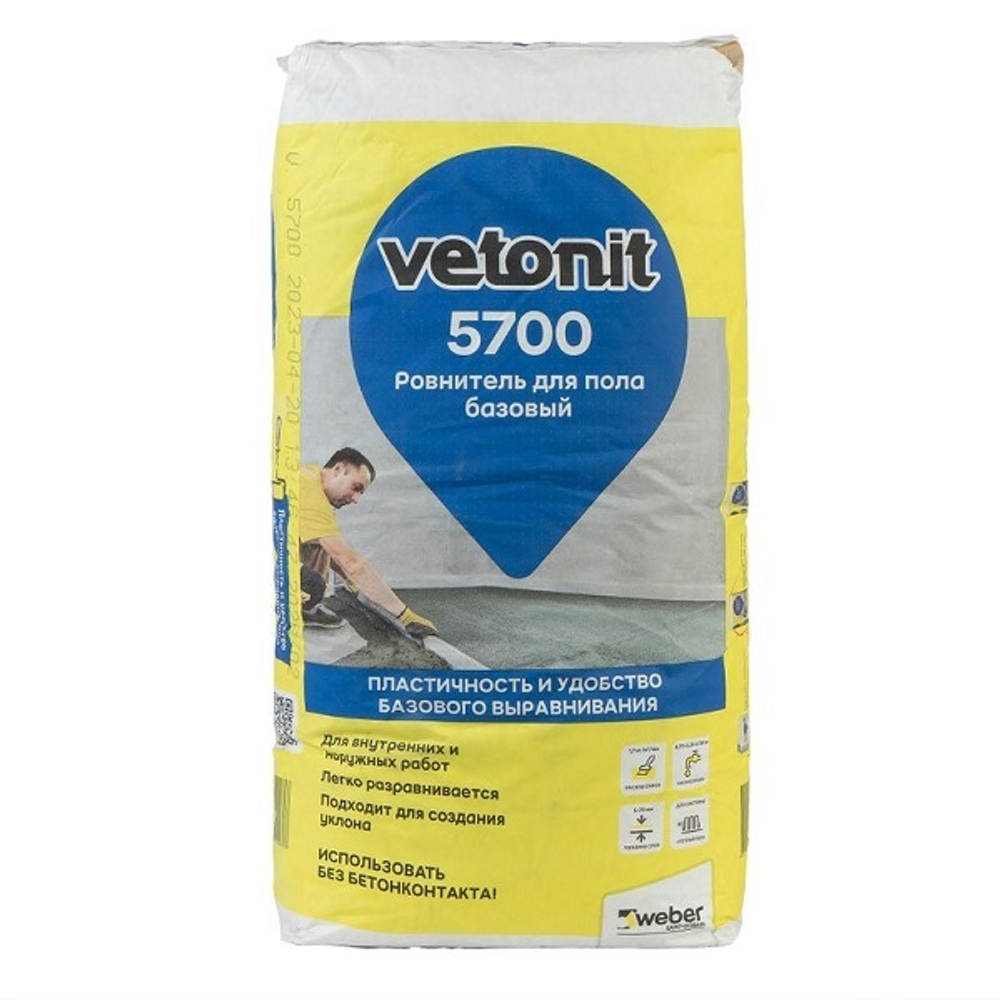 Ровнитель для пола Ветонит 5700 базовый 25 кг