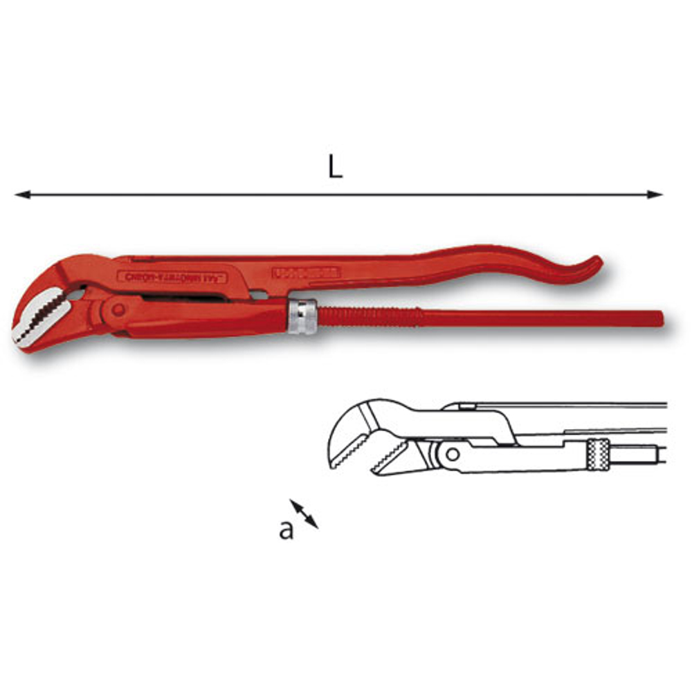 311 N Трубный ключ шведской модели с тонкими прямыми губками, длина 270 мм., USAG (Италия)