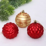 Новогодние шары 7см (набор 3шт) «Сказочная мечта», золото/красный