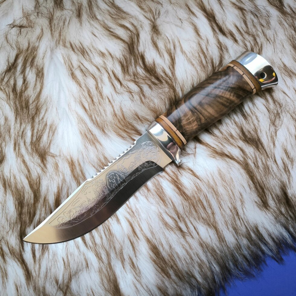 Кованый нож НС-28А Лесник (40Х10С2М) алюминиевые вставки (Златоуст)