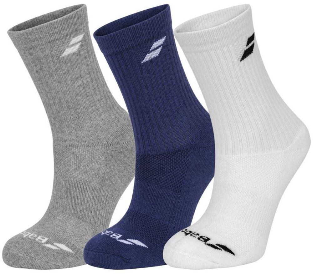 Теннисные носки Babolat 3 Pairs Pack Socks - white/estate blue/grey