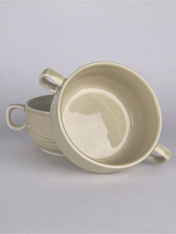 Бульонница супница с ручками фарфоровая тёмно-серый набор 2 шт в стиле акварель