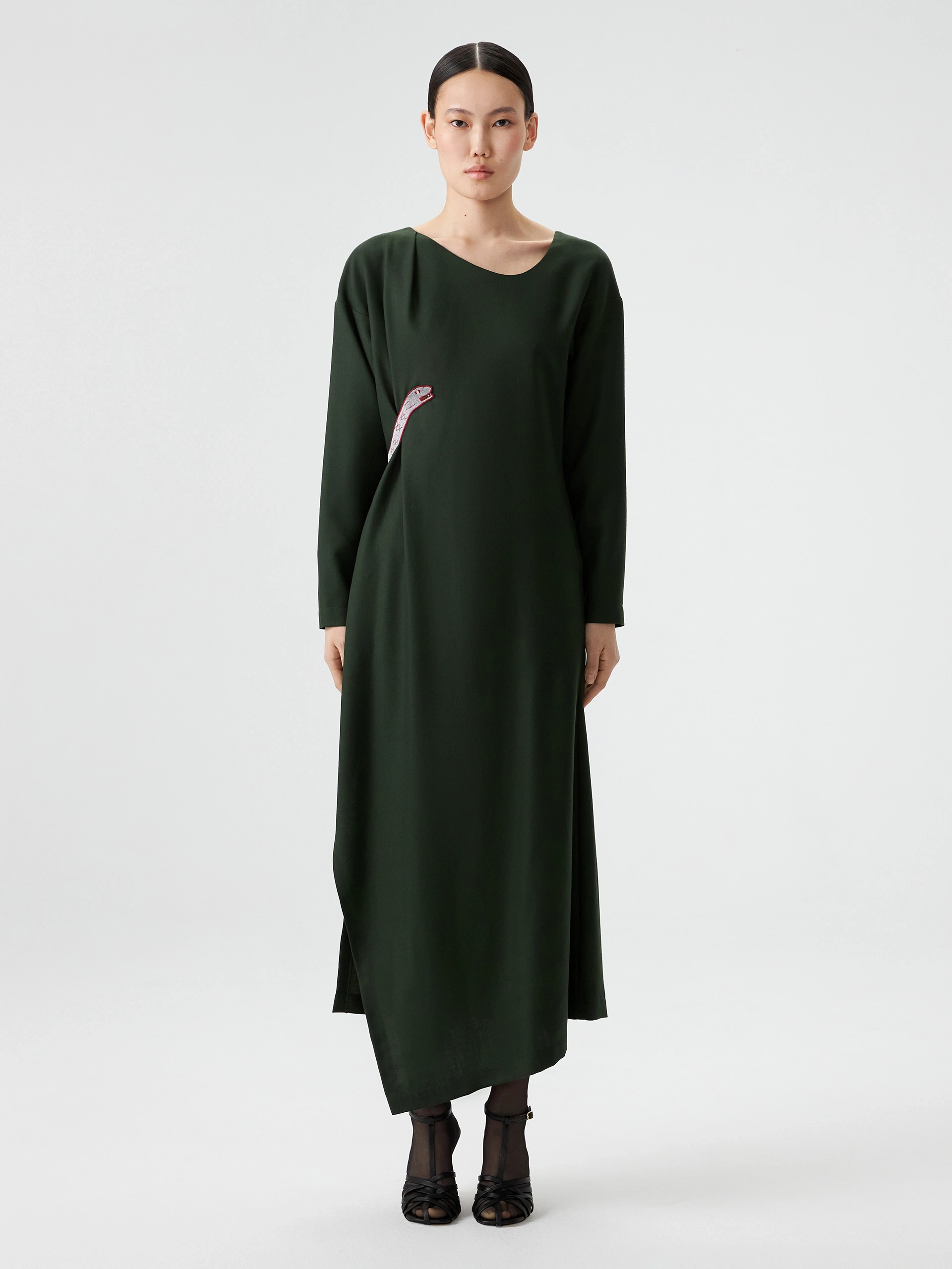 Платье с драпировкой и вышивкой OLA OLA