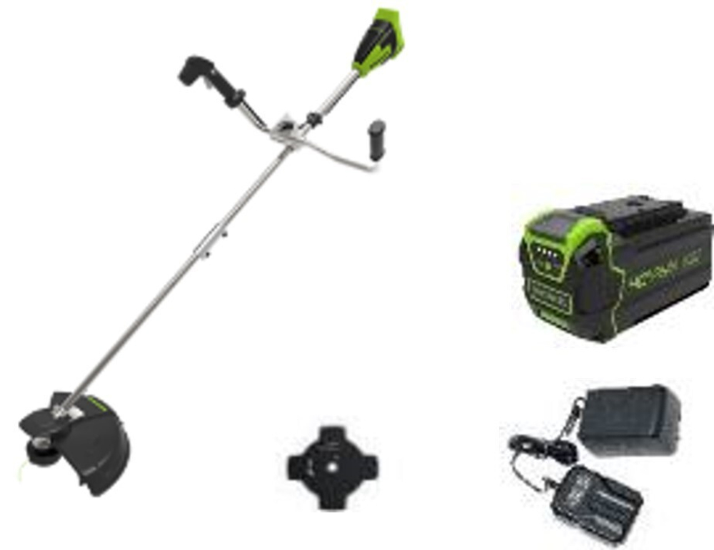 Триммер аккумуляторный Greenworks Арт. 2105707UB, 40V, 40 см, бесщеточный, с 1хАКБ 4Ач и ЗУ