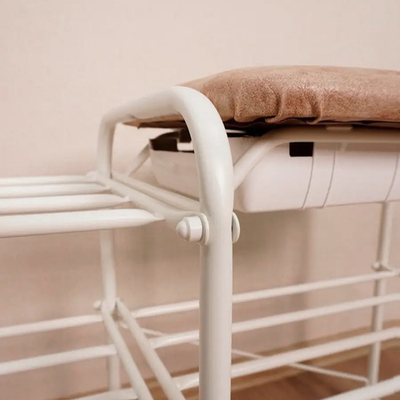 Подставка для обуви "Альфа 33" с сиденьем и ящиком, белая