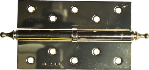 37605-125-1L Петля дверная разъемная, 1 подшипник, цвет латунь (PB), левая, с крепежом, 125х75х2,5мм, 2 шт
