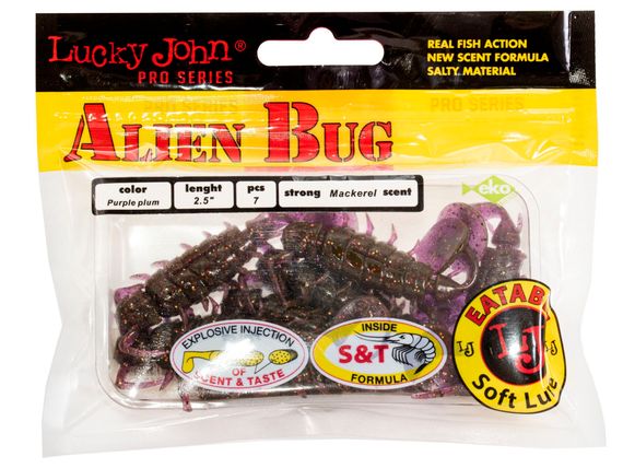 Виброхвосты съедобные LJ Pro Series ALIEN BUG 2,5in (6,35 см), цв. S13, 7 шт.
