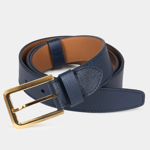 Женский ремень 35мм из кожи сафьяно, синего цвета