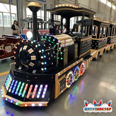 Безрельсовый паровозик «Сияющий путь» 4 вагона, 17 мест, с подсветкой