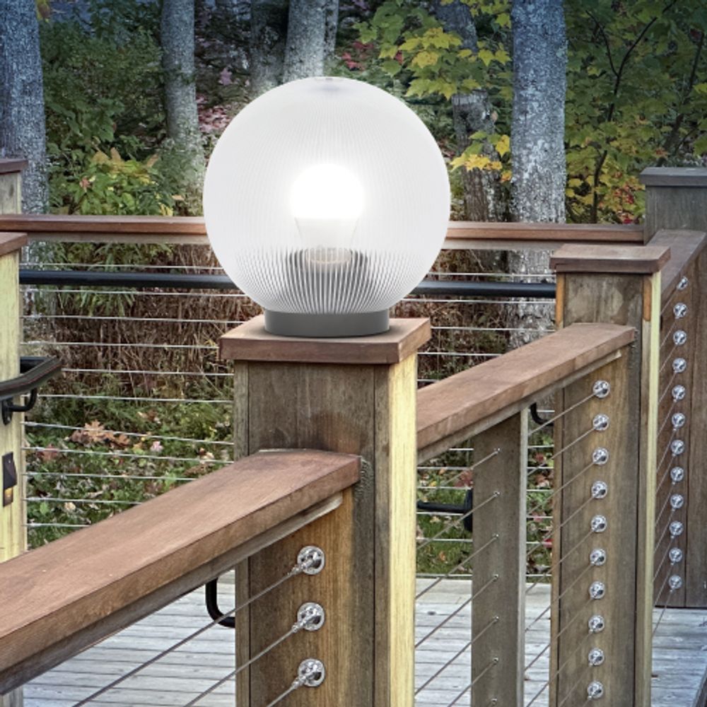 Садово-парковый светильник ЭРА НТУ 02-60-202 шар прозрачный призма на опору / кронштейн IP44 Е27 max60Вт d200mm