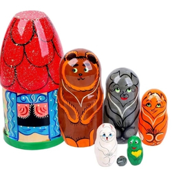 Матрешка "Теремок" 7 кукольная. Высота самой большой куклы 19см