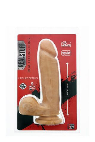 Крупный реалистичный фаллоимитатор REALSTUFF REAL FEELING DONG 9INCH - 22,8 см. (Цвет: телесный)