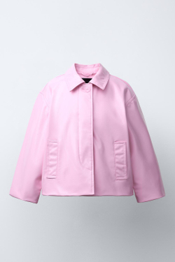 ZARA КУРТКА ИЗ ИСКУССТВЕННОЙ КОЖИ, РОЗОВЫЙ