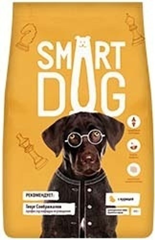 Smart Dog 3кг Сухой корм для взрослых собак крупных пород Курица