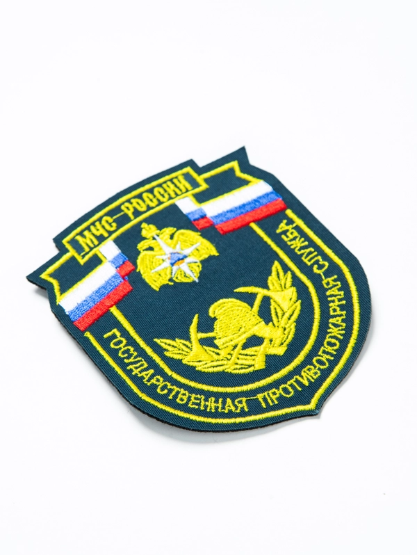 Шеврон вышитый "МЧС ГПС" серо-синий