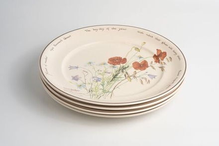 Четыре столовых тарелок из сервиза «Сельский дневник леди эпохи короля Эдуарда» Эдит Холден (The Country Diary of an Edwardian Lady by Edith Holden 1906)