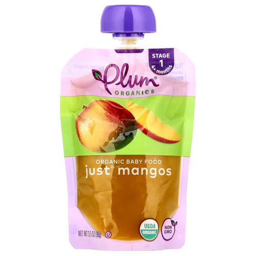 Plum Organics, Органическое детское питание, 1 этап развития, просто манго, 99 г (3,5 унции)