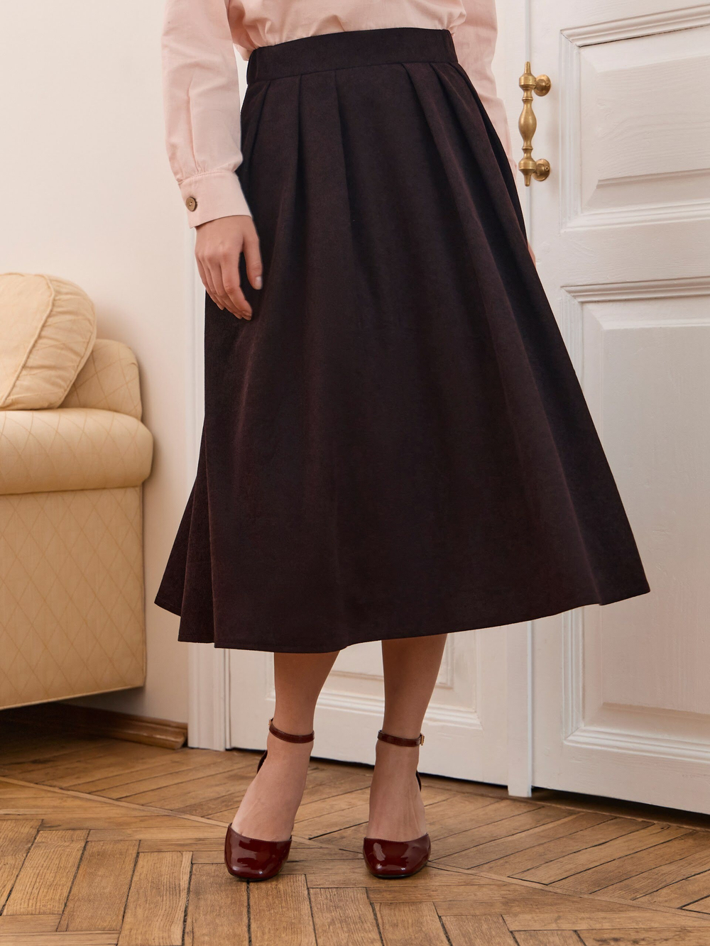 Юбка бохо вельветовая миди