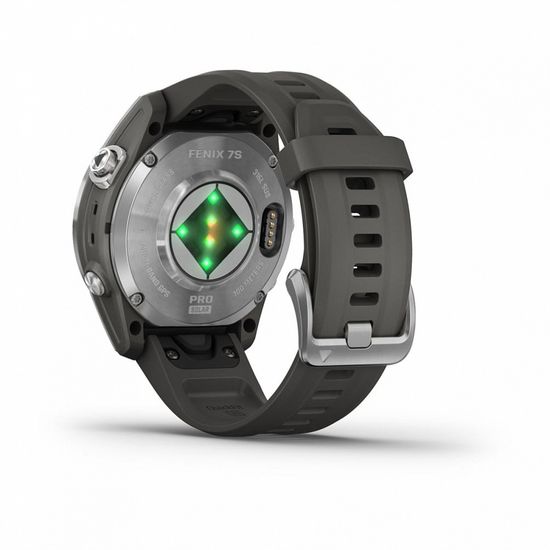 Умные часы Garmin Fenix 7S Pro Solar Серебристый с черным силиконовым ремешком 010-02776-01