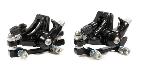 Ком-кт калиперов дискового тормоза механического с адаптерами IS F203/R180, IS F180/R160, черн.0744