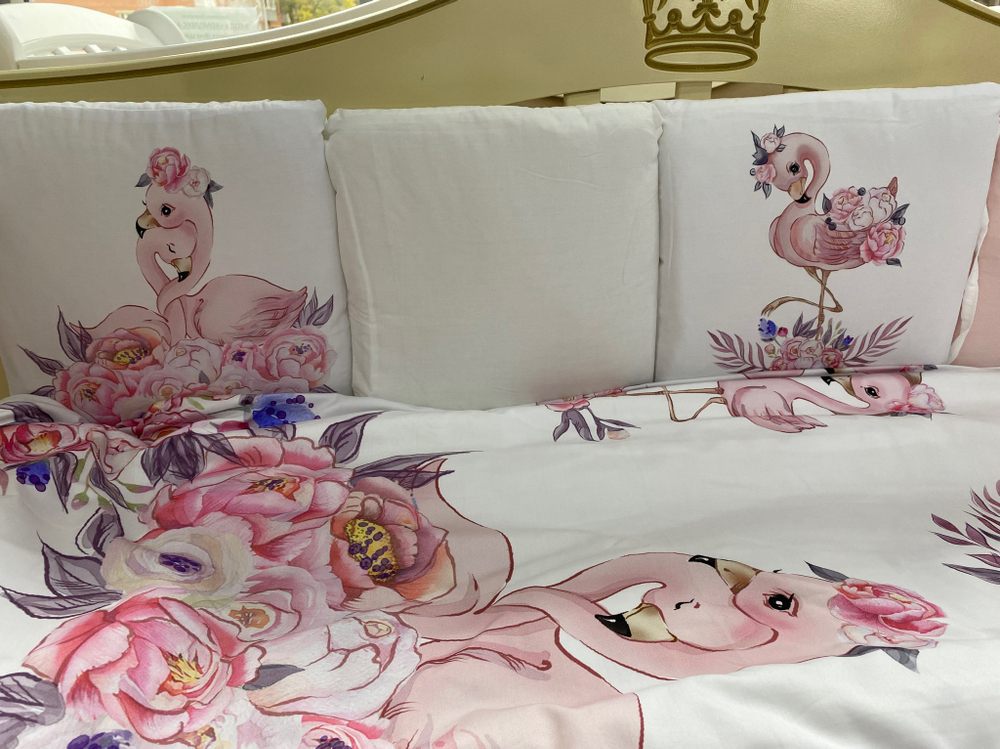 Комплект в кроватку 6-ти предметный (подушечки 17 предметов) "Детская история" ФЛАМИНГО сатин