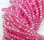 БП044ДС23 Хрустальные бусины "рондель", цвет: арбузный розовый AB прозр., 2х3 мм, кол-во: 95-100 шт.