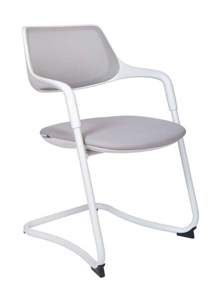 Кресло офисное Норден / Даймонд CF / Diamond CF / белый пластик / серая сетка / серая ткань