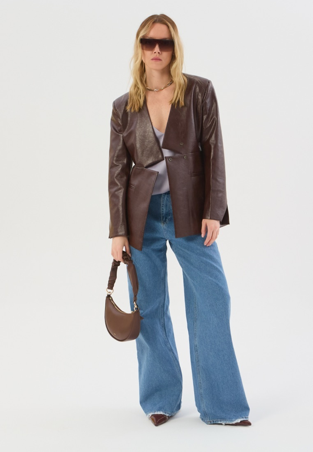 Жакет женский геометрия из экокожи