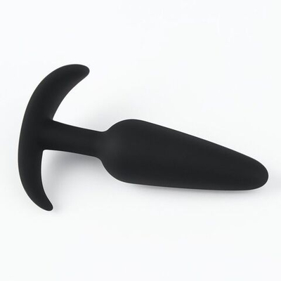 Черная силиконовая анальная пробка Soft-touch - 10 см. (Цвет: черный)