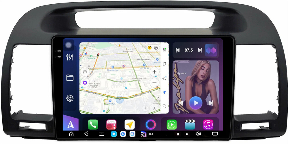 Магнитола Toyota Camry 30 2001-2006 (рамка черная) - FarCar XXL3020M монитор 9.5" 2K QLED на Android 14, TS20, 8+256Гб, CarPlay, 4G SIM-слот