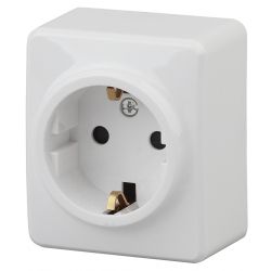 Розетка ЭРА Эксперт 11-2204-01 с заземлением 2P+E Schuko со шторками 16A-250В IP20 ОУ белый