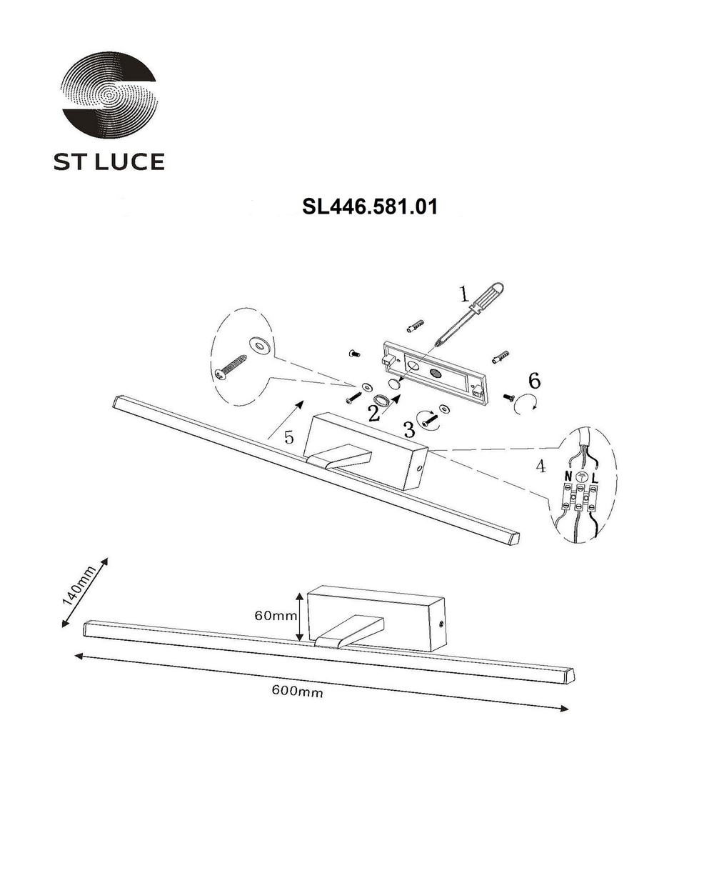 SL446.581.01 Подсветка для картин ST-Luce Белый/Белый LED 1*12W 3000K