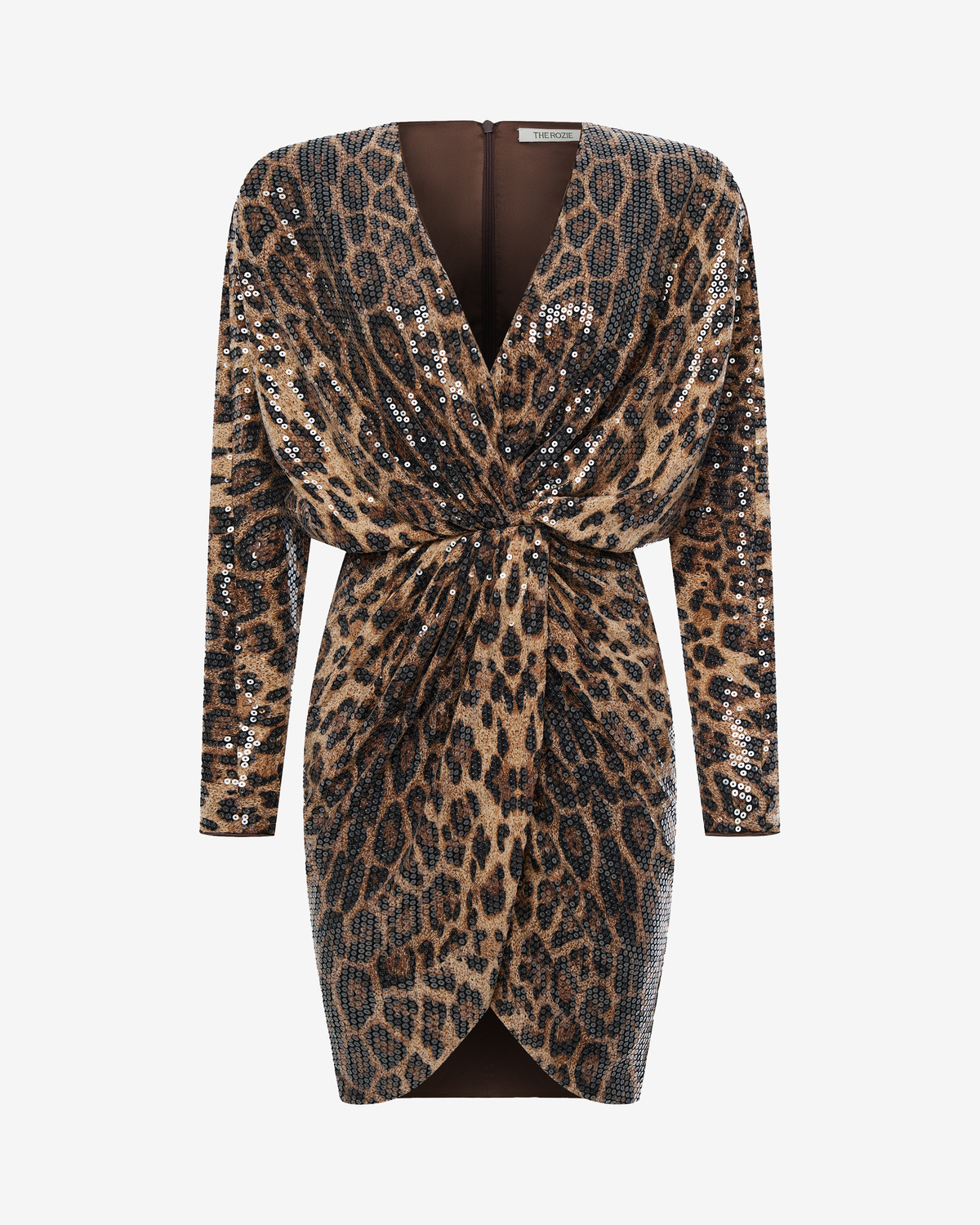 Платье миди из пайеток с леопардовым принтом