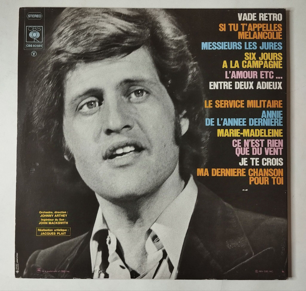 Винтажная виниловая пластинка LP Joe Dassin (France 1974) Entre Deux Adieux