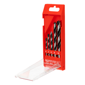 Набор сверл по дереву, 4-5-6-8-10 мм, 5 шт, цилиндрический хвостовиковик, пластиковый кейс, Matrix 70281