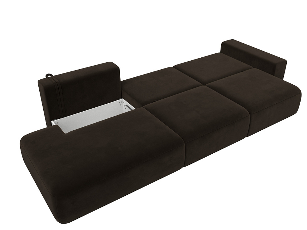 Диван прямой Лига-036 НПБ Модерн Лонг подлокотник справа МИКРОВЕЛЬВЕТ Коричневый