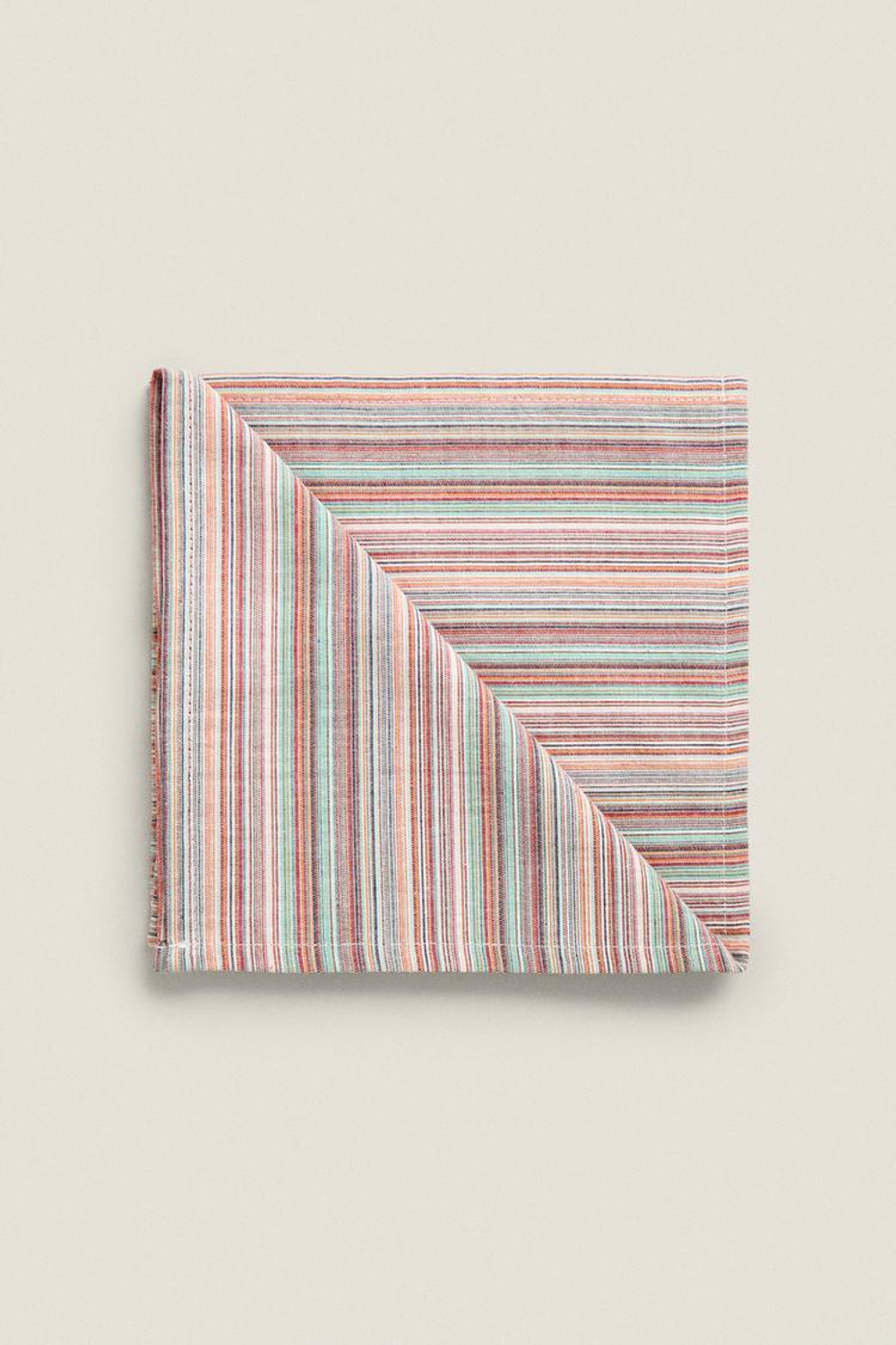 ZARA HOME ХЛОПКОВАЯ САЛФЕТКА В ПОЛОСКУ (КОМПЛЕКТ ИЗ 2 ПРЕДМЕТОВ),  ЦВЕТ МОРСКОЙ ВОЛНЫ