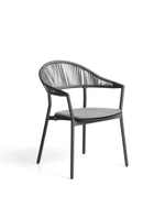 Уличный стул Alimia из графитового алюминия с серой веревкой