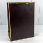 Пакет подарочный 32х45х15см Премиум "Золотая рамка" (Коричневый)