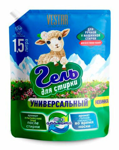 Гель для стирки Vestar Альпийские травы Универсальный дой-пак 1,5 л