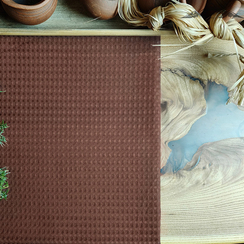 Вафельное полотно гладкокрашеное цв.Шоколад | ш.150 см | 240 г/м² | хлопок-100%