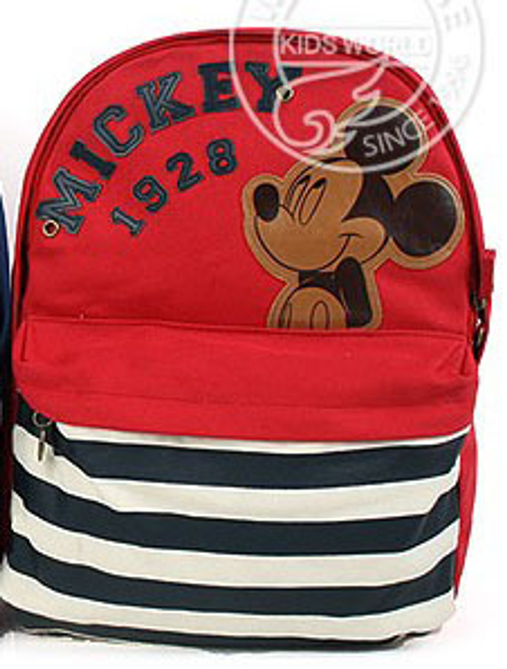 Рюкзак детский с аппликацией Микки Мауса и карманом в полоску