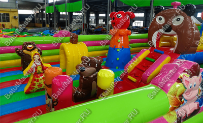 Детский надувной батут-горка "Маша и медведи" 12*9*5 м