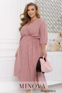 Платье 8616-пудра горошек Minova